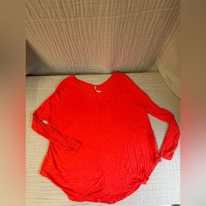 Free people super soft bright coral red shirt